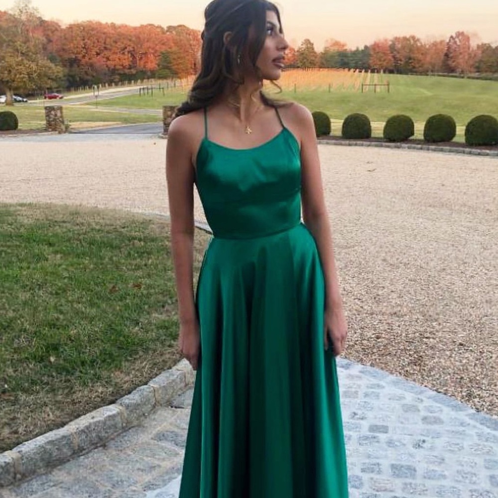 Betsy & Adam Green Sleeveless Spaghetti Strap Maxi Dress